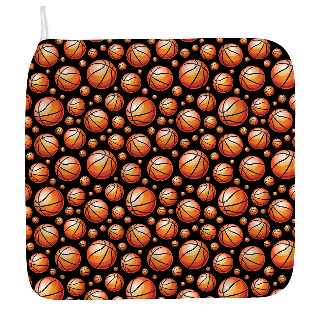 Black Basketball Pattern Print Hand Towel