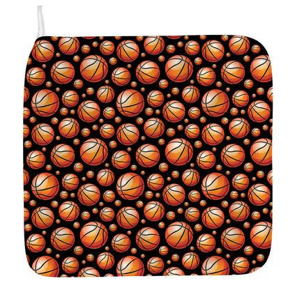 Black Basketball Pattern Print Hand Towel
