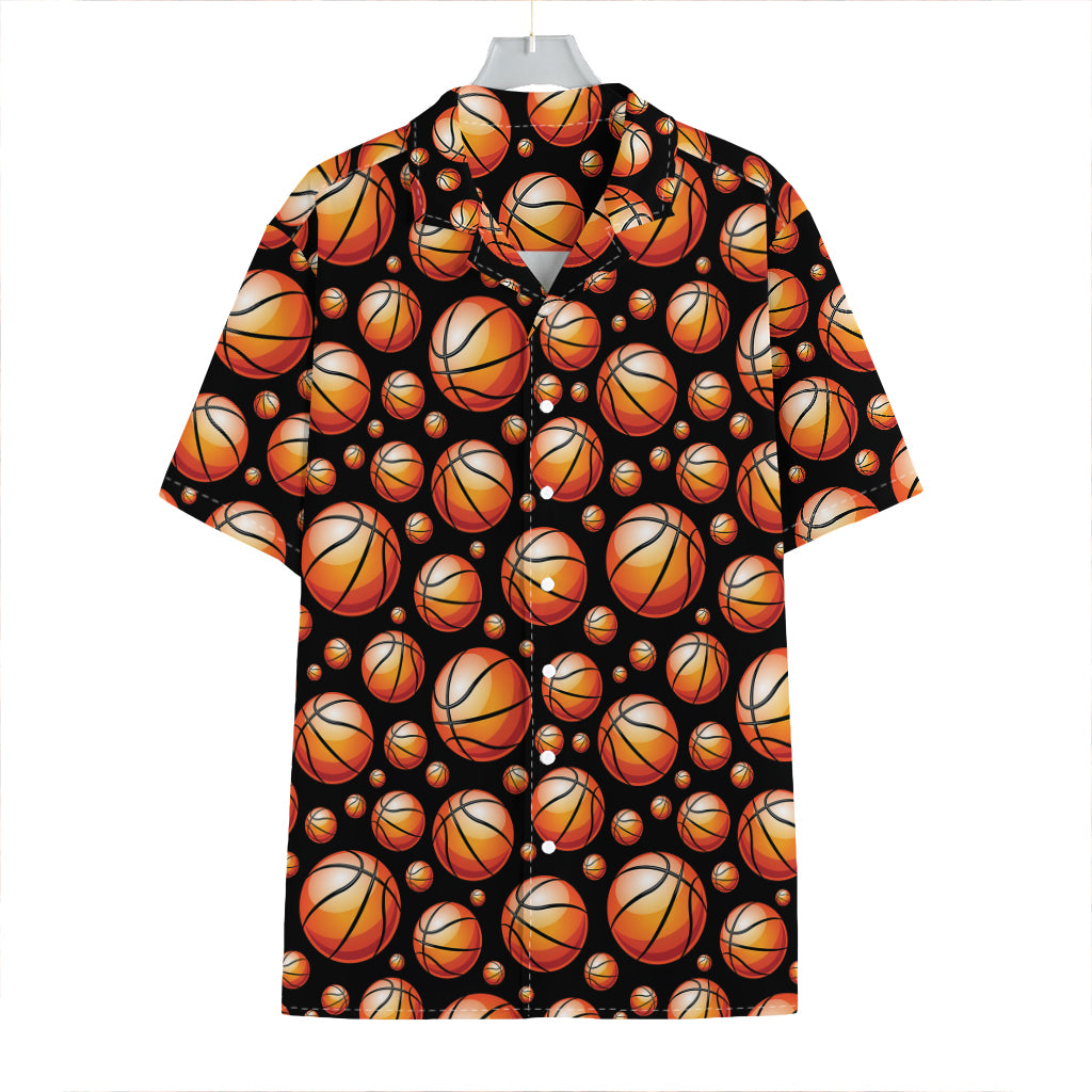 Black Basketball Pattern Print Hawaiian Shirt