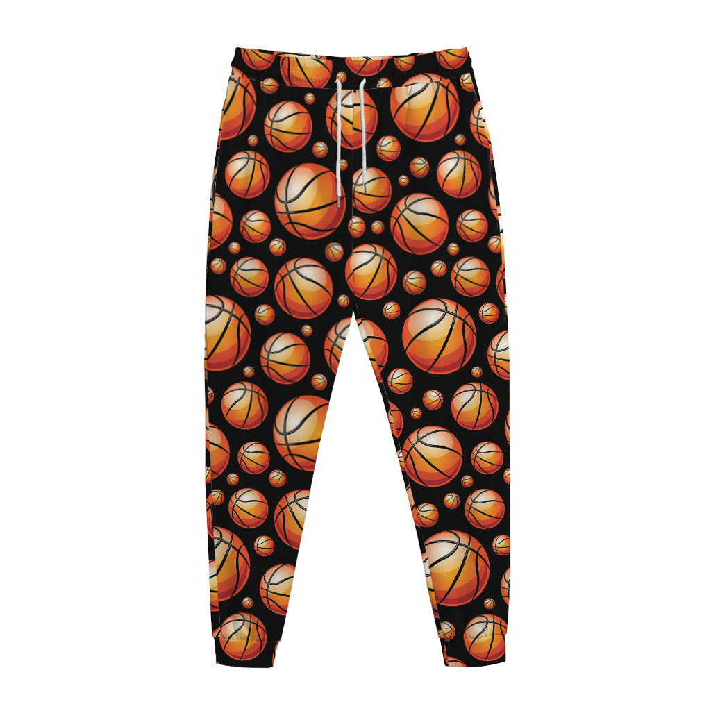 Black Basketball Pattern Print Jogger Pants