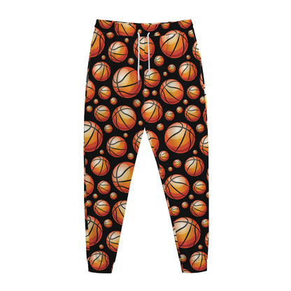 Black Basketball Pattern Print Jogger Pants