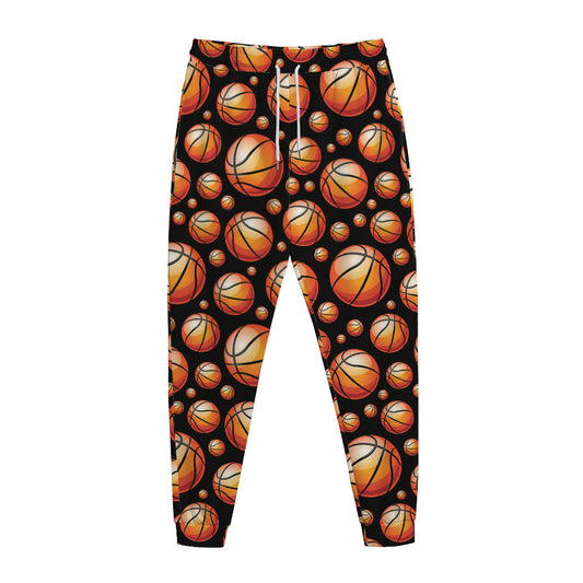 Black Basketball Pattern Print Jogger Pants