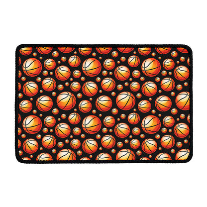 Black Basketball Pattern Print Kitchen Mat