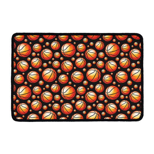 Black Basketball Pattern Print Kitchen Mat
