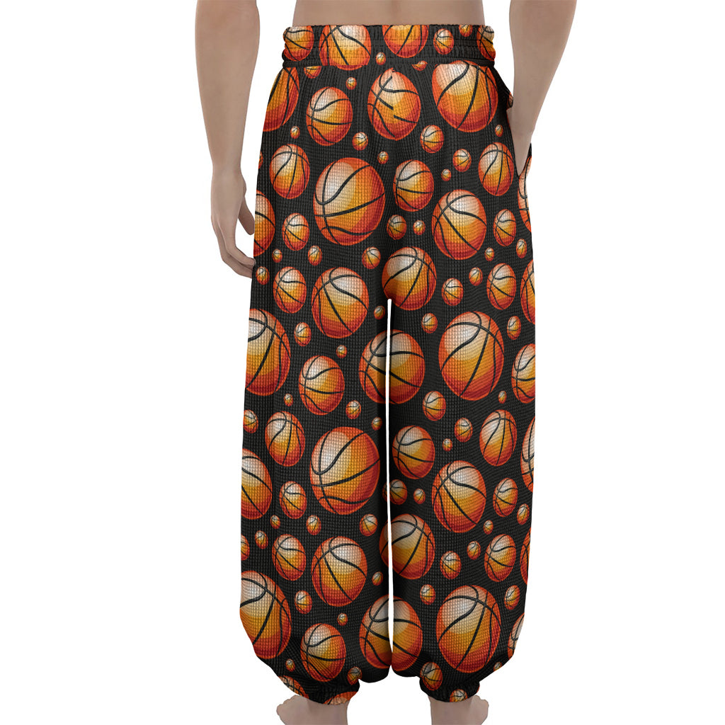 Black Basketball Pattern Print Lantern Pants