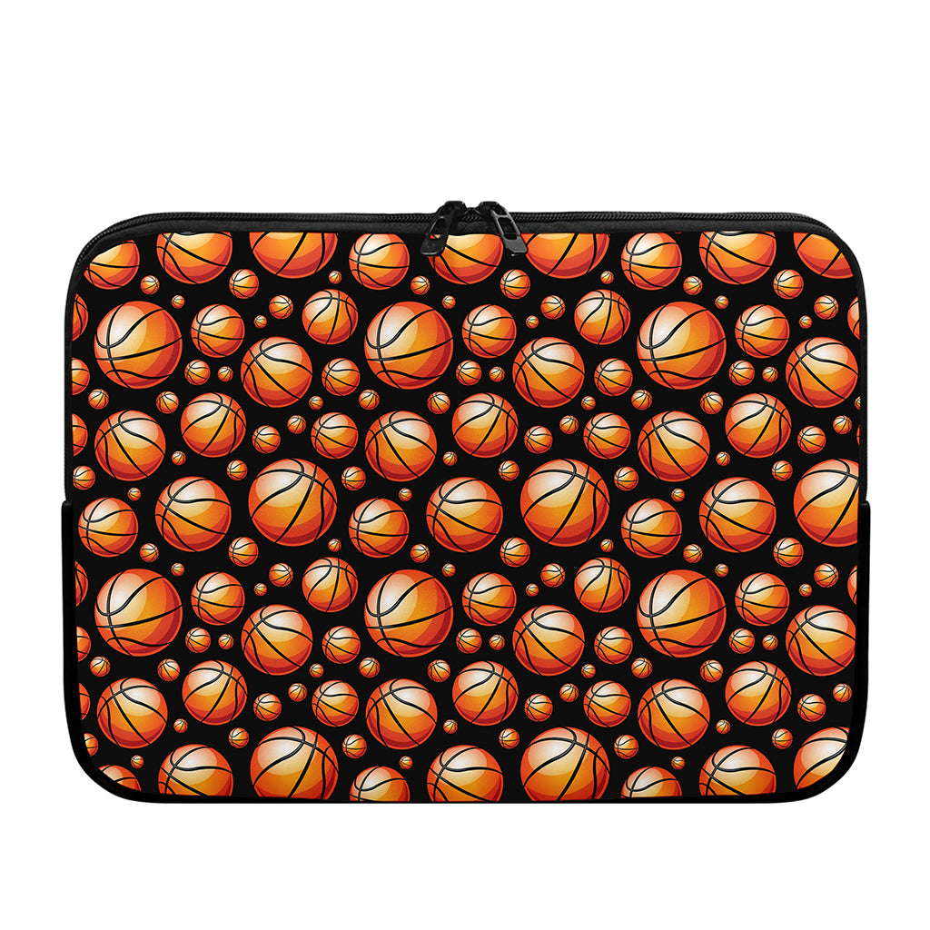 Black Basketball Pattern Print Laptop Sleeve