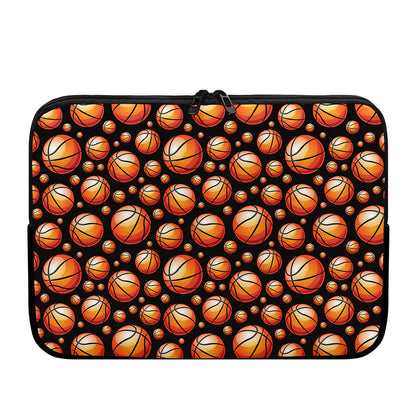 Black Basketball Pattern Print Laptop Sleeve