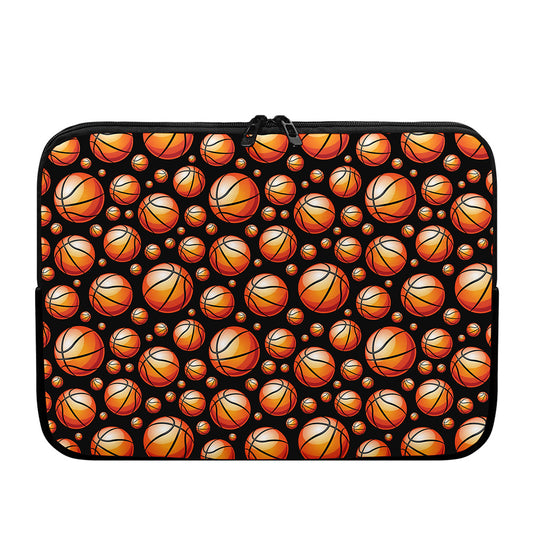 Black Basketball Pattern Print Laptop Sleeve