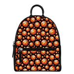 Black Basketball Pattern Print Leather Backpack