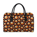 Black Basketball Pattern Print Leather Duffel Bag