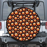 Black Basketball Pattern Print Leather Spare Tire Cover