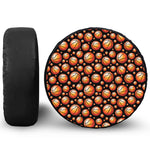 Black Basketball Pattern Print Leather Spare Tire Cover