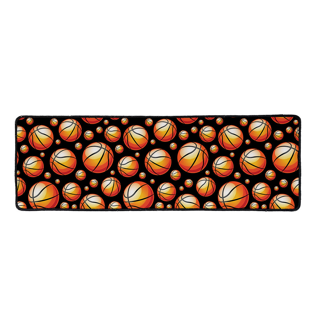 Black Basketball Pattern Print Long Kitchen Mat