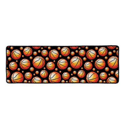 Black Basketball Pattern Print Long Kitchen Mat
