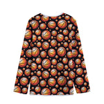Black Basketball Pattern Print Long Sleeve Short Coat