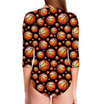 Black Basketball Pattern Print Long Sleeve Swimsuit