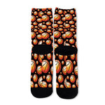 Black Basketball Pattern Print Long Socks