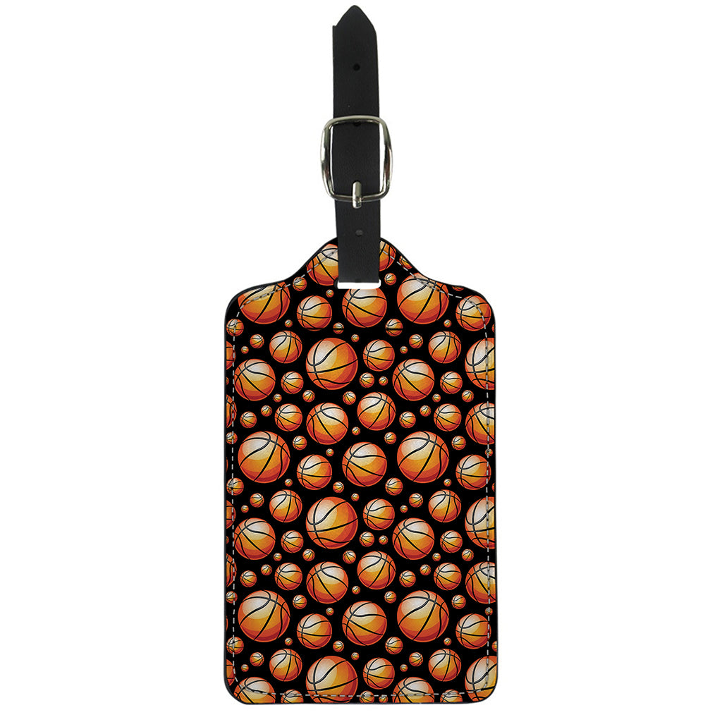 Black Basketball Pattern Print Luggage Tag
