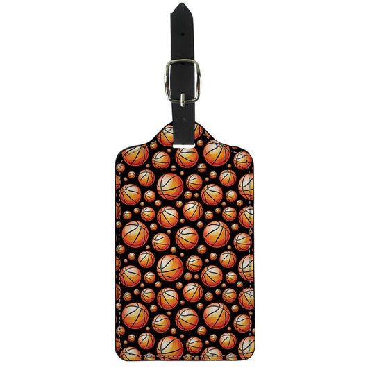 Black Basketball Pattern Print Luggage Tag