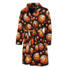 Black Basketball Pattern Print Men's Bathrobe