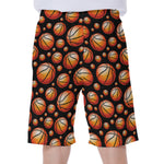 Black Basketball Pattern Print Men's Beach Shorts