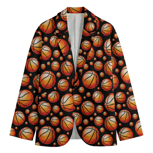 Black Basketball Pattern Print Men's Blazer