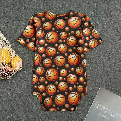 Black Basketball Pattern Print Men's Bodysuit