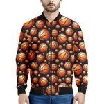 Black Basketball Pattern Print Men's Bomber Jacket