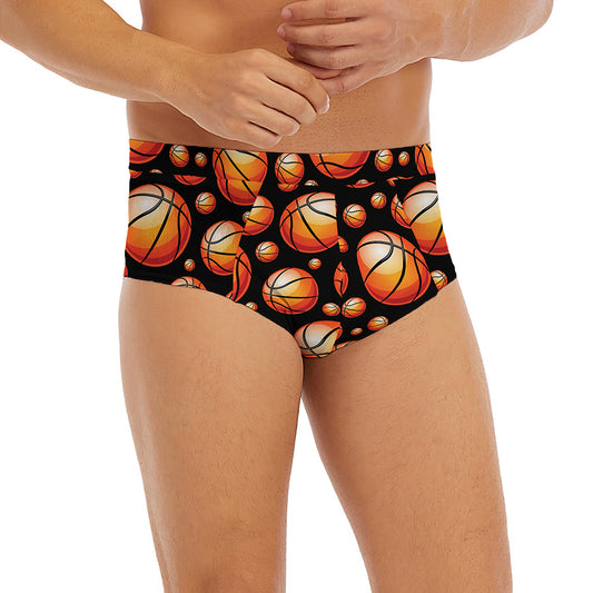 Black Basketball Pattern Print Men's Briefs
