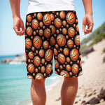 Black Basketball Pattern Print Men's Cargo Shorts