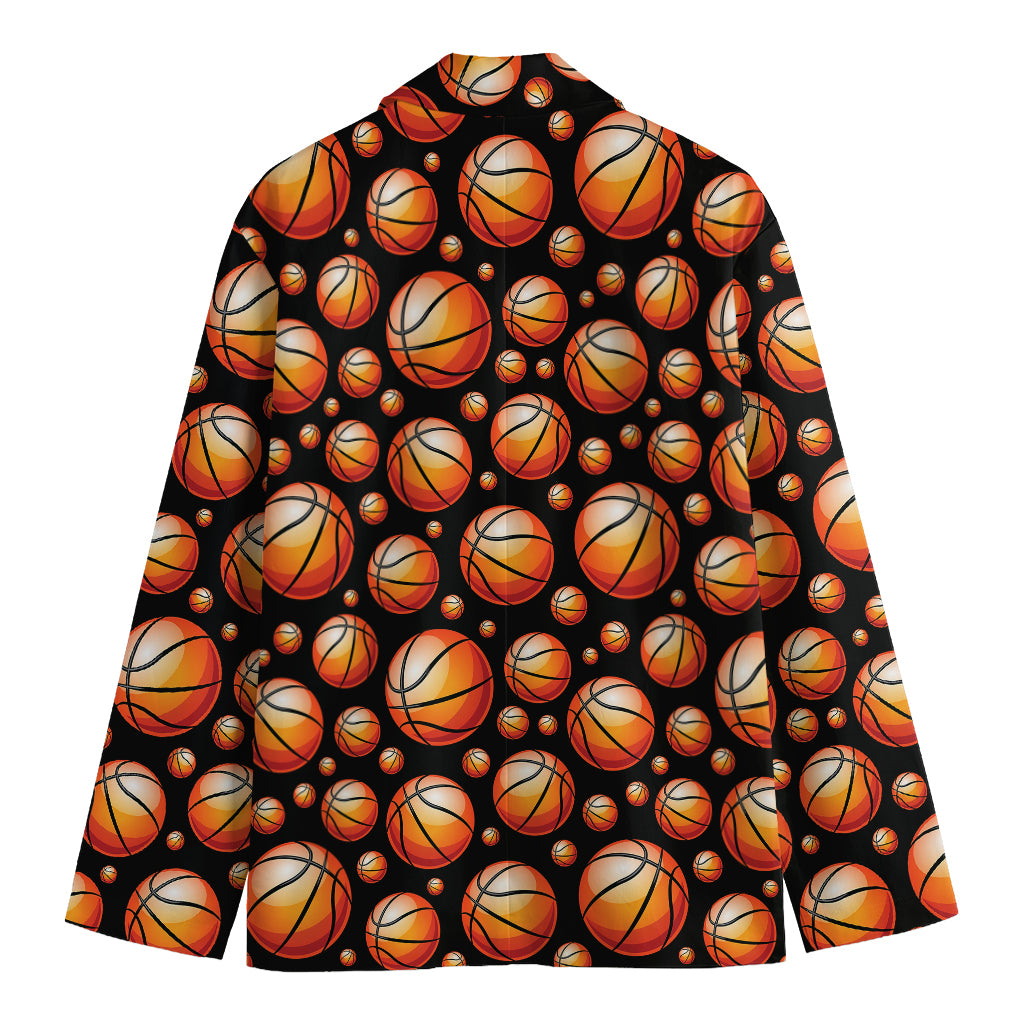 Black Basketball Pattern Print Men's Cotton Blazer
