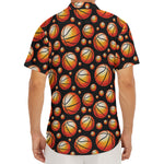 Black Basketball Pattern Print Men's Deep V-Neck Shirt