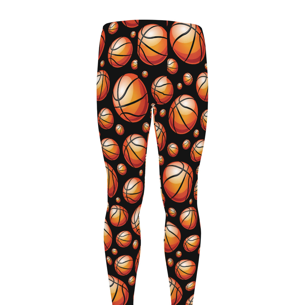 Black Basketball Pattern Print Men's leggings