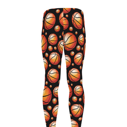Black Basketball Pattern Print Men's leggings