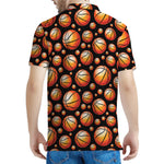 Black Basketball Pattern Print Men's Polo Shirt