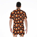 Black Basketball Pattern Print Men's Rompers