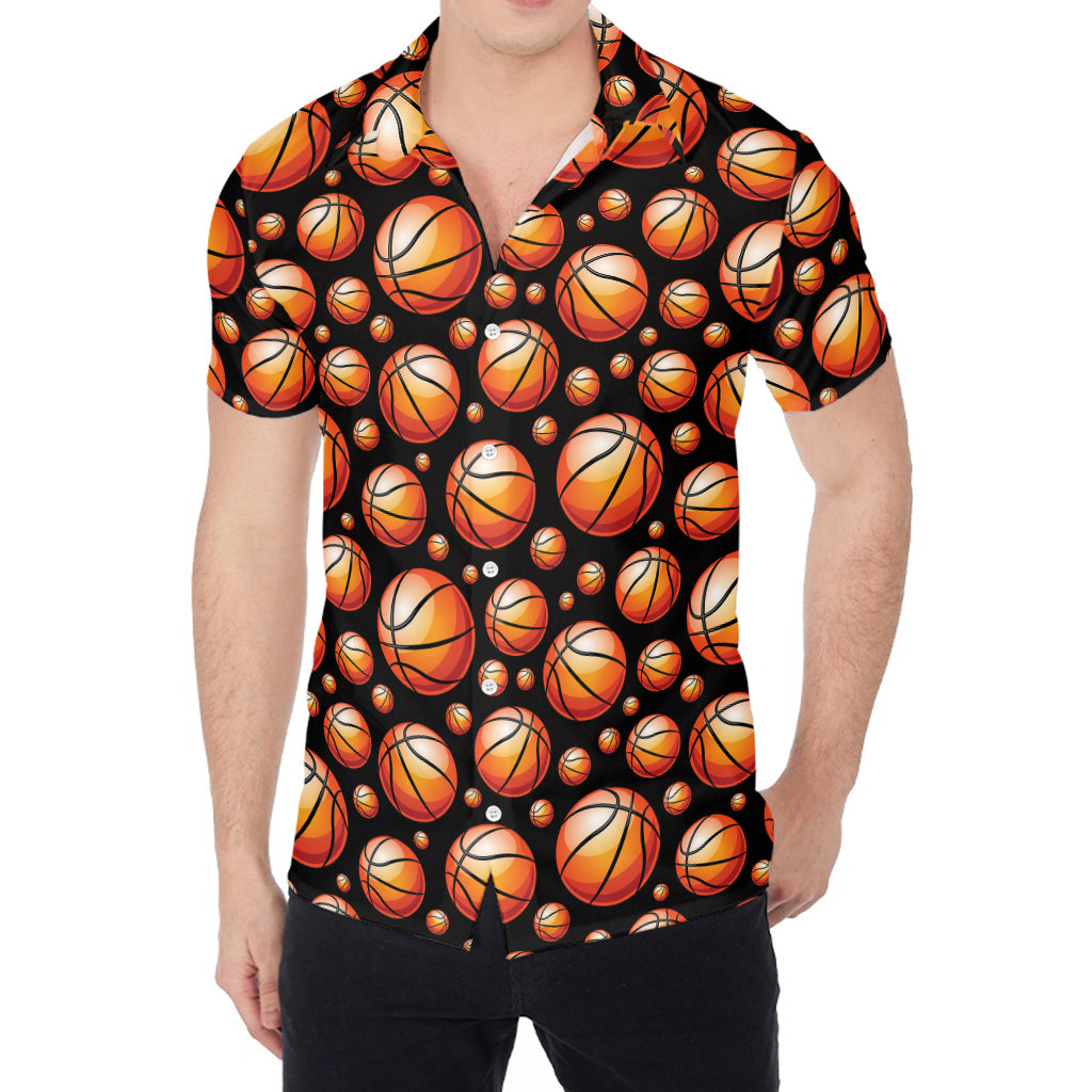 Black Basketball Pattern Print Men's Shirt