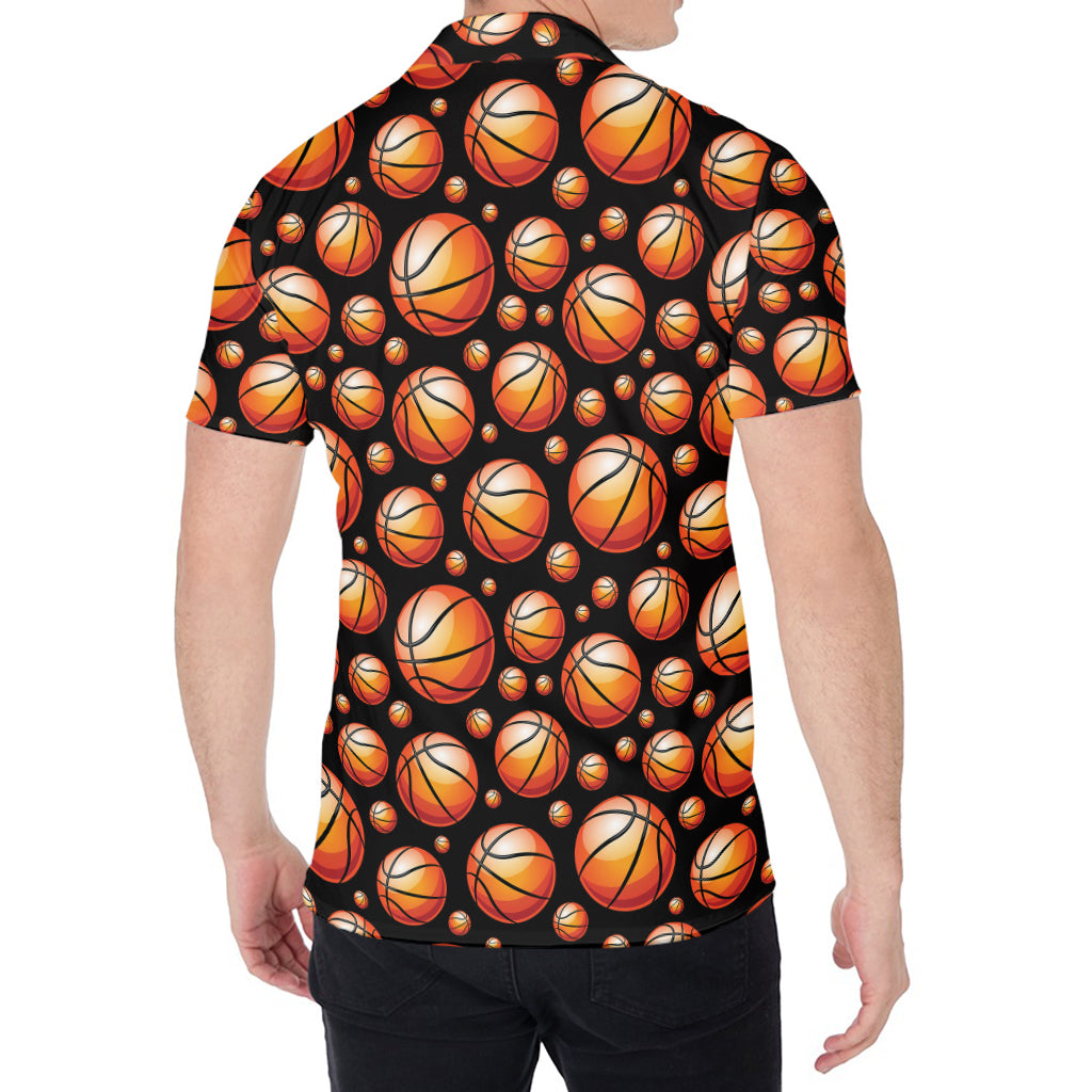 Black Basketball Pattern Print Men's Shirt