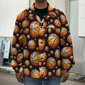 Black Basketball Pattern Print Men's Shirt Jacket
