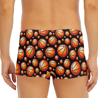 Black Basketball Pattern Print Men's Short Boxer Briefs