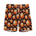 Black Basketball Pattern Print Men's Athletic Shorts