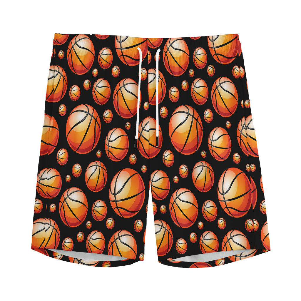 Black Basketball Pattern Print Men's Sports Shorts