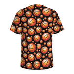 Black Basketball Pattern Print Men's Sports T-Shirt