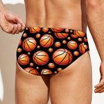 Black Basketball Pattern Print Men's Swim Briefs