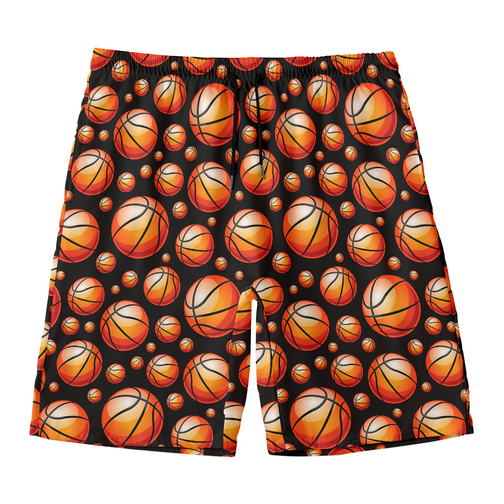 Black Basketball Pattern Print Men's Swim Trunks