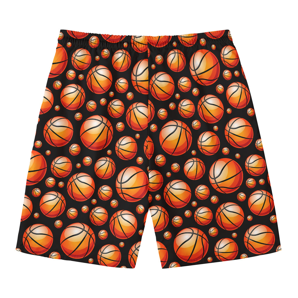 Black Basketball Pattern Print Men's Swim Trunks