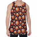 Black Basketball Pattern Print Men's Velvet Tank Top