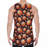 Black Basketball Pattern Print Men's Velvet Tank Top