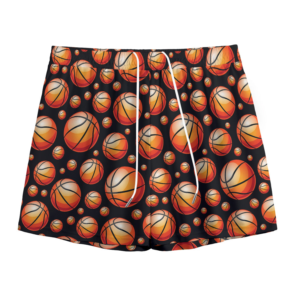 Black Basketball Pattern Print Mesh Shorts