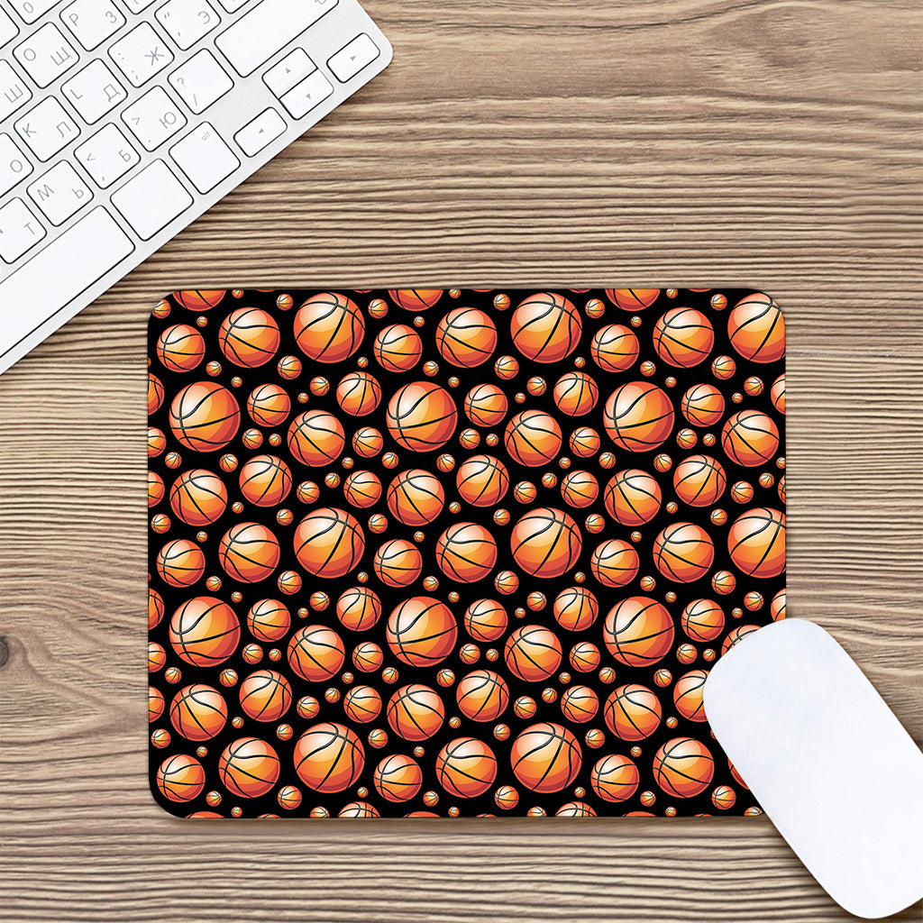 Black Basketball Pattern Print Mouse Pad